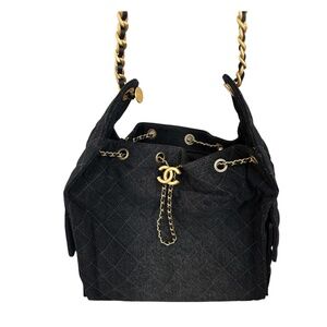Chanel 25 Washed Denim Black Bag